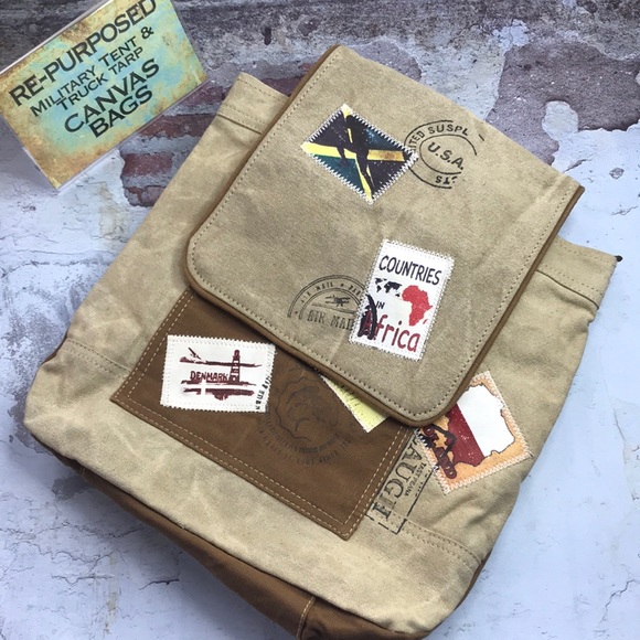 Clea Ray Bags Clea Ray Repurposed Canvas Backpack Travel Versailles